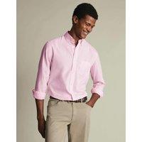 Charles Tyrwhitt Striped Stretch Washed Poplin Oxford Shirt Light Pink