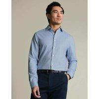 Charles Tyrwhitt Slim Fit Non Iron Cotton Rich Check Shirt Mid Blue