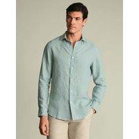 Charles Tyrwhitt Slim Fit Pure Linen Shirt Teal Green