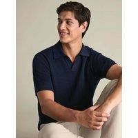 Charles Tyrwhitt Pure Cotton Textured Knitted Polo Shirt Navy