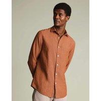 Charles Tyrwhitt Slim Fit Pure Linen Shirt Dark Orange