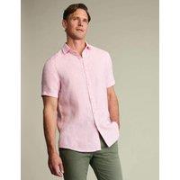 Charles Tyrwhitt Slim Fit Pure Linen Short Sleeve Shirt Pink