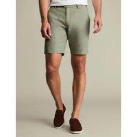 Charles Tyrwhitt Linen Blend Flat Front Shorts Light Blue