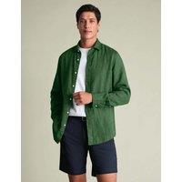 Charles Tyrwhitt Slim Fit Pure Linen Shirt Green