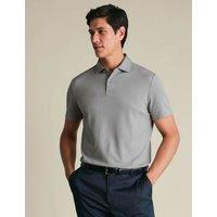 Charles Tyrwhitt Cotton Rich Pique Short Sleeve Polo Shirt Light Grey