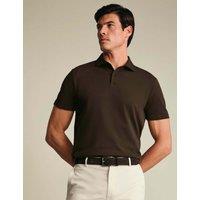 Charles Tyrwhitt Cotton Rich Pique Short Sleeve Polo Shirt Chocolate