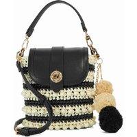 Dune London Straw Striped Cross Body Bag Black Mix