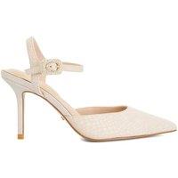 Dune London Glitter Stiletto Heel Ankle Strap Court Shoes Blush