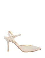 Dune London Glitter Stiletto Heel Ankle Strap Court Shoes Blush