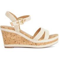 Dune London Wide Fit Buckle Wedge Sandals Ecru