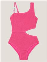 Seersucker Asymmetrical Swimsuit (3-15 Yrs)