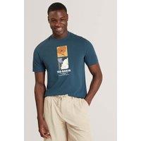 Ted Baker Pure Cotton Floral Graphic T-Shirt Navy