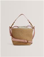 Ted Baker Raffia Drawstring Bucket Bag Pink