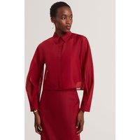 Ted Baker Organza Crop Shirt Dark Red