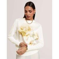 Ted Baker Cotton Blend Printed Jumper Ivory