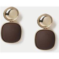 M&S Powder Coat Drop Earrings Brown