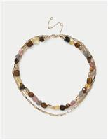 Natural Stone Glass Multirow Necklace