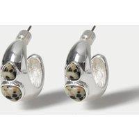 M&S Natural Stone Inlay Hoop Earrings Silver