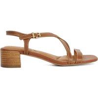 Dune London Wide Fit Leather Strappy Block Heel Sandals Tan