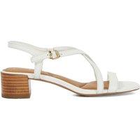 Dune London Wide Fit Leather Strappy Block Heel Sandals White