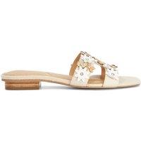 Dune London Leather Embellished Block Heel Sliders Ecru