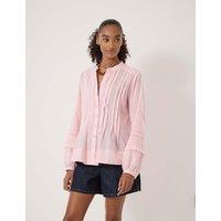 HUSH Pure Cotton Pintuck Detail Blouse Light Pink