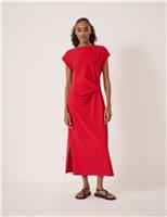 HUSH Pure Cotton Striped Midaxi Column Dress Red Mix