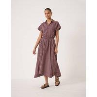 HUSH Striped Midi Waisted Dress Burgundy Mix
