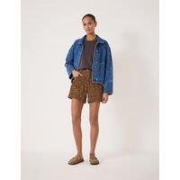 HUSH Cotton Rich Animal Print High Waisted Shorts Brown Mix