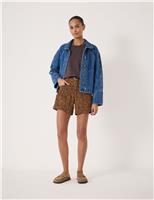 Cotton Rich Animal Print High Waisted Shorts