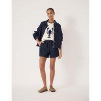 HUSH Pure Cotton Denim High Waisted Shorts Dark Indigo