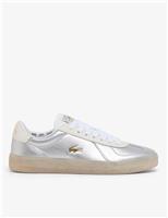 Lacoste Baseshot Pro Leather Metallic Trainers Silver Mix