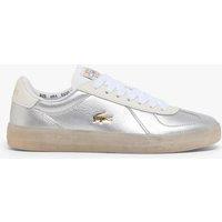 Lacoste Baseshot Pro Leather Metallic Trainers Silver Mix