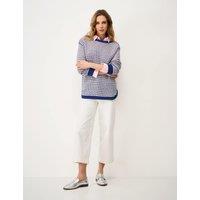 Crew Clothing Pure Cotton Textured Striped Jumper Blue Mix