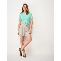 Crew Clothing Linen Rich Pleat Front Belted Shorts Natural