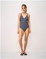 Striped Padded V-Neck Swimsuit