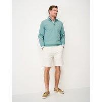 Crew Clothing Pure Cotton Textured Half Zip Jumper Green