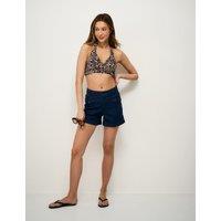 Crew Clothing Animal Print Padded Plunge Bikini Top Brown Mix