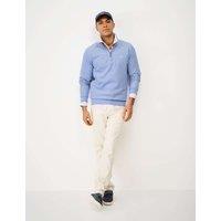 Crew Clothing Pure Cotton Textured Half Zip Jumper Blue