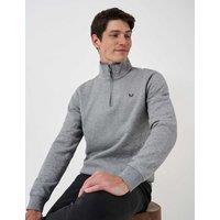 Crew Clothing Cotton Rich Half Zip Sweatshirt Grey Marl