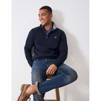 Crew Clothing Cotton Rich Half Zip Sweatshirt Dark Navy