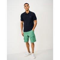 Crew Clothing Pure Cotton Herringbone Knitted Polo Shirt Dark Navy
