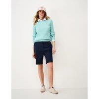 Crew Clothing Cotton Rich Textured Button Detail Jumper Aqua