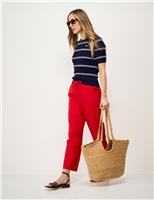 Crew Clothing Pure Cotton Cable Striped Knitted Top Navy Mix