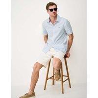 Crew Clothing Regular Fit Pure Cotton Seersucker Shirt Light Blue