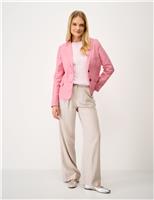 Crew Clothing Linen Blend Textured Single Breasted Blazer Pink