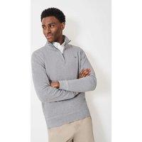 Crew Clothing Pure Cotton Half Zip Jumper Grey Marl