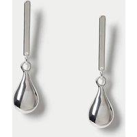 M&S Tear Stick Drop Earrings Silver