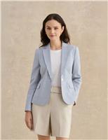 Cotton Rich Striped Single Breasted Jacket