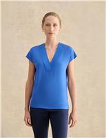 HOBBS V-Neck Cap Sleeve Top Blue